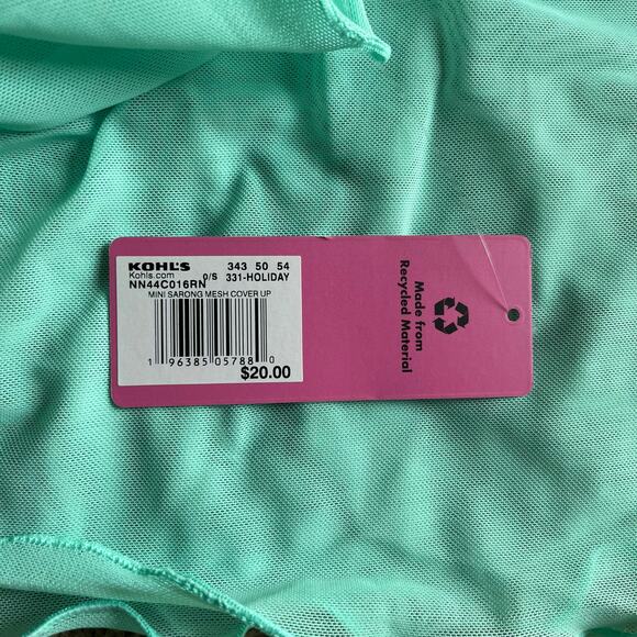 NWT! Juniors' Ninety-Nine° Mini Sarong Mesh Mint Swim Cover Up One Size Fits All - Picture 5 of 6